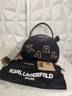😎Karl Lagerfeld Black Crossbody with Gold Accents